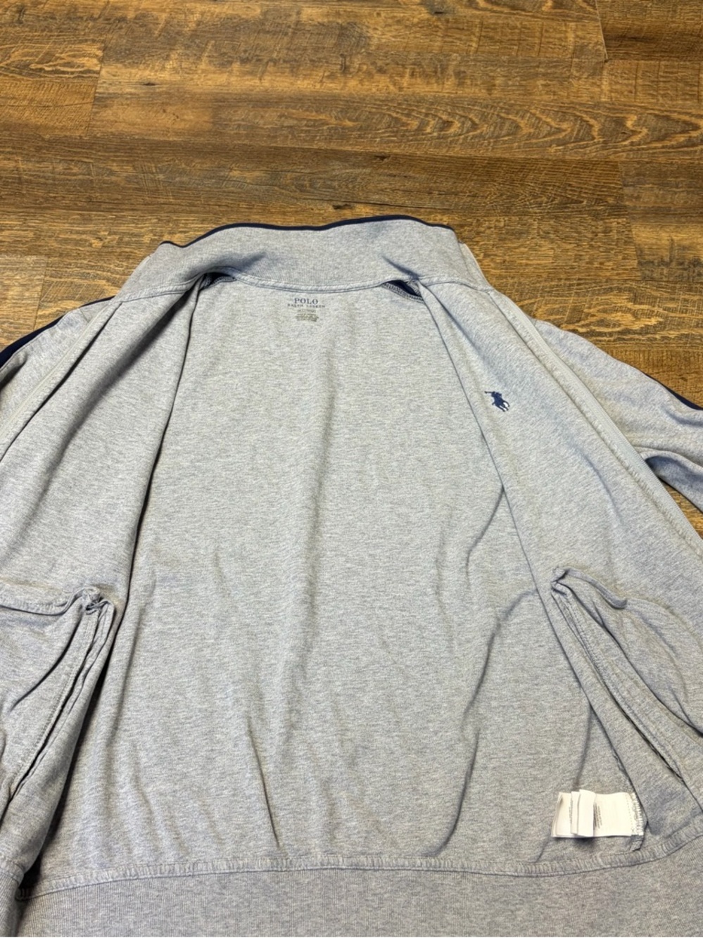 Polo Ralph Lauren Zip Sweatshirt Mens Medium Gray Mock Neck Logo Jacket Casual - Picture 8 of 13